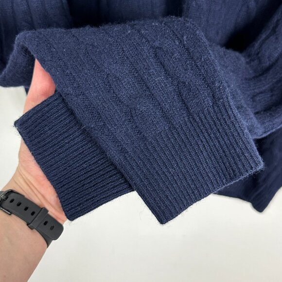 Saks Fifth Avenue Cable Knit Crew Sweater Navy Blue Mens XL Merino Wool Cashmere - Picture 6 of 12